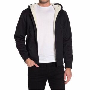 Vince Black Sherpa-Lined Zip Hoodie | Men’s Medium